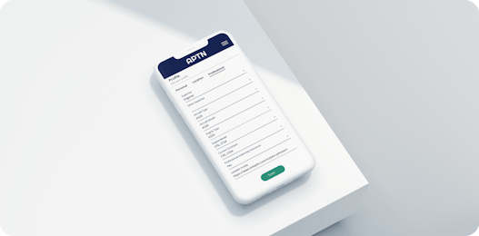 A management software displaying a form on a phone placed on a table