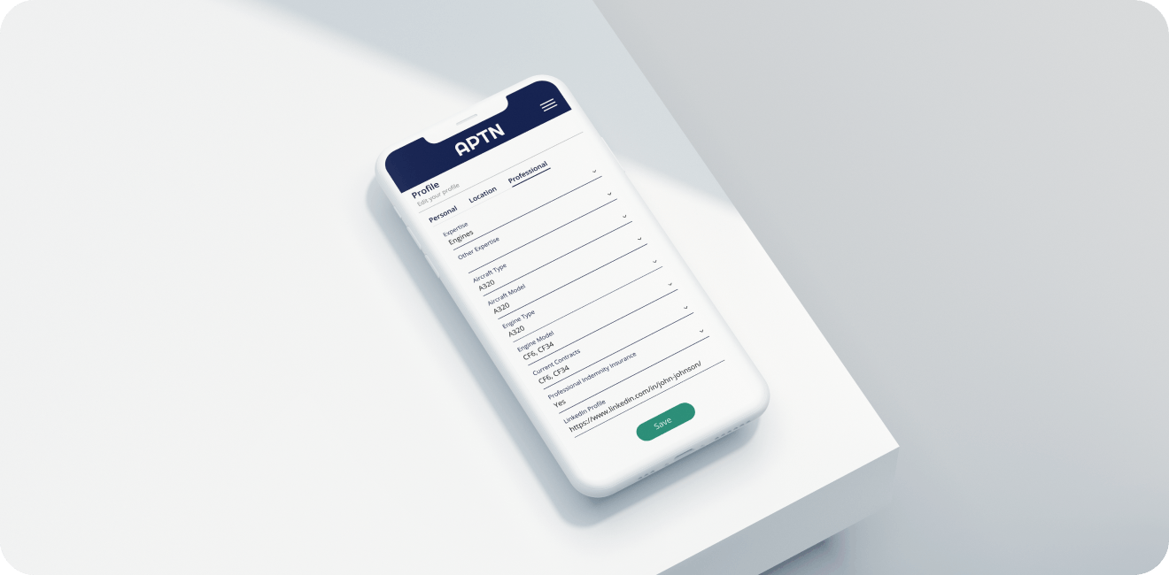 A management software displaying a form on a phone placed on a table