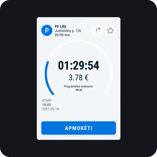 A widget showing a timer and a currency count indicating a parking timer status