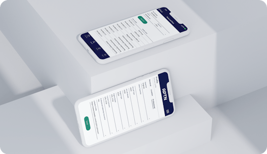 A management software displaying a form on 2 mobile devices