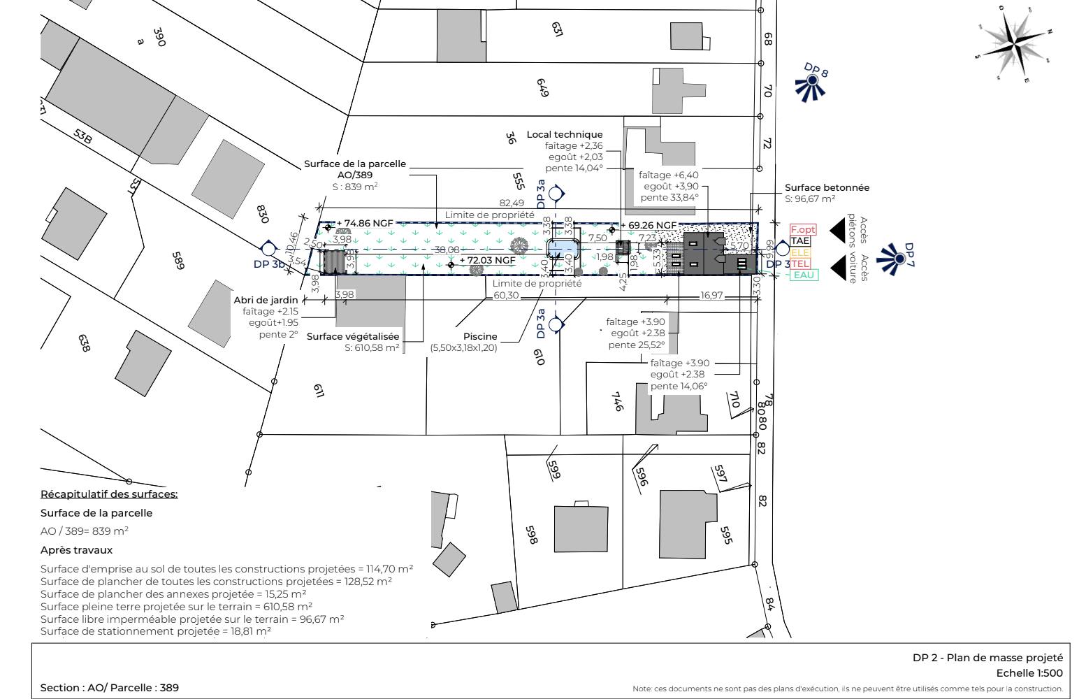 Plan de masse projeté DP Piscine Algar