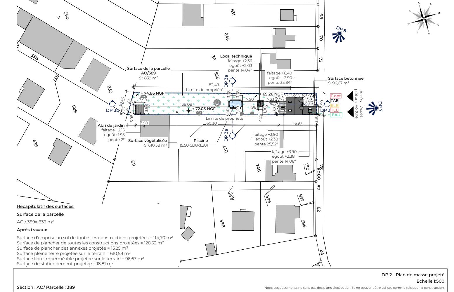 Plan de masse projeté DP Piscine Algar
