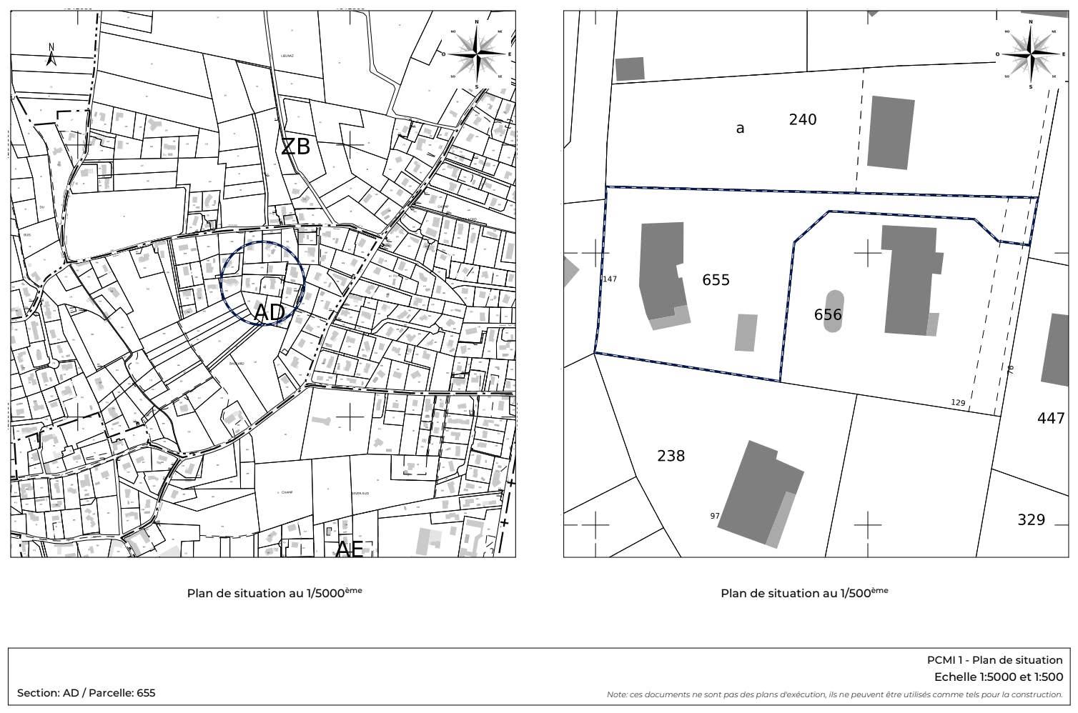 Plan de situation permis de construire carport Algar