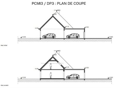 Plan de coupe déclaration préalable de travaux fenêtre de toit Algar