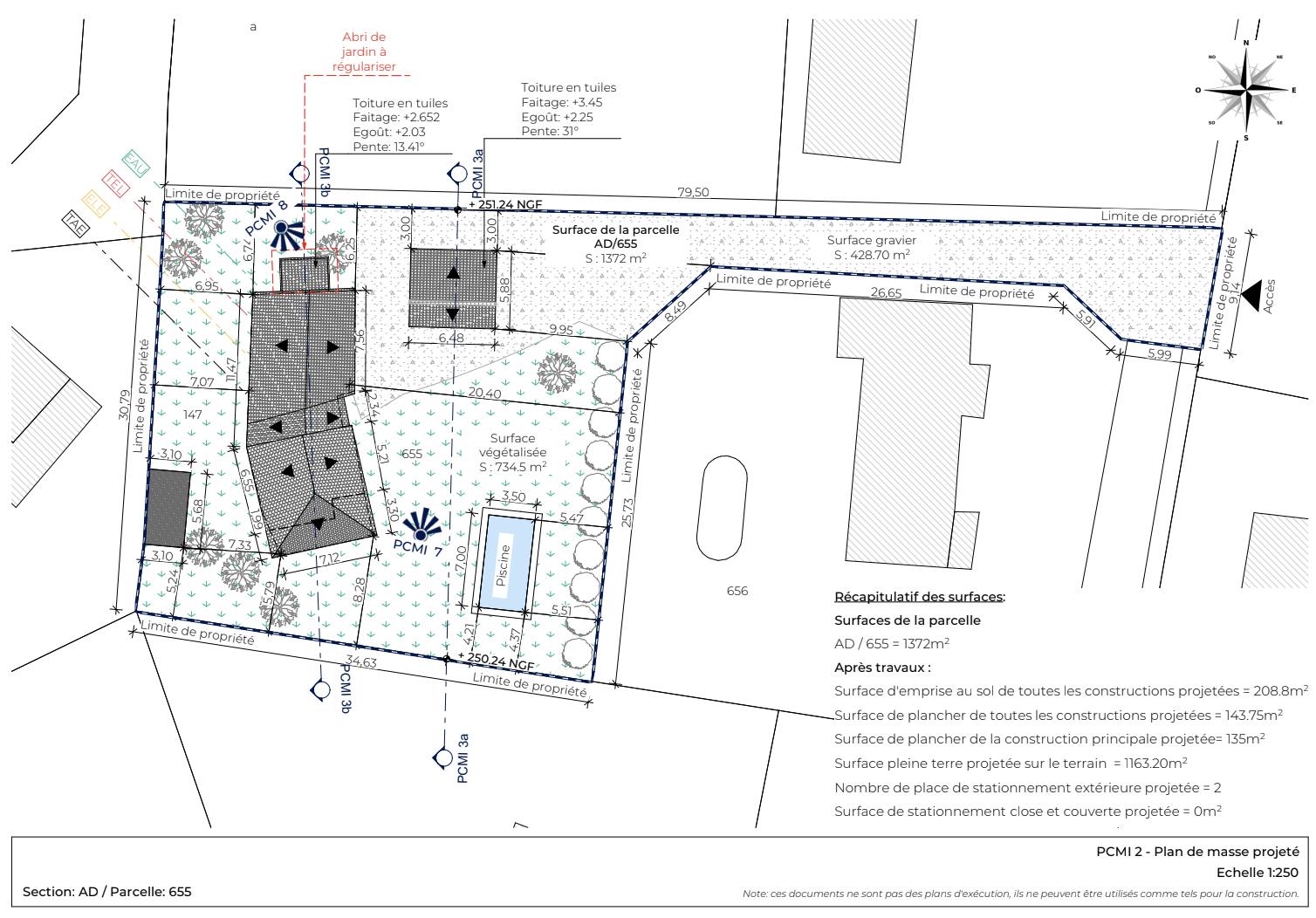 Plan de masse projeté PC carport Algar