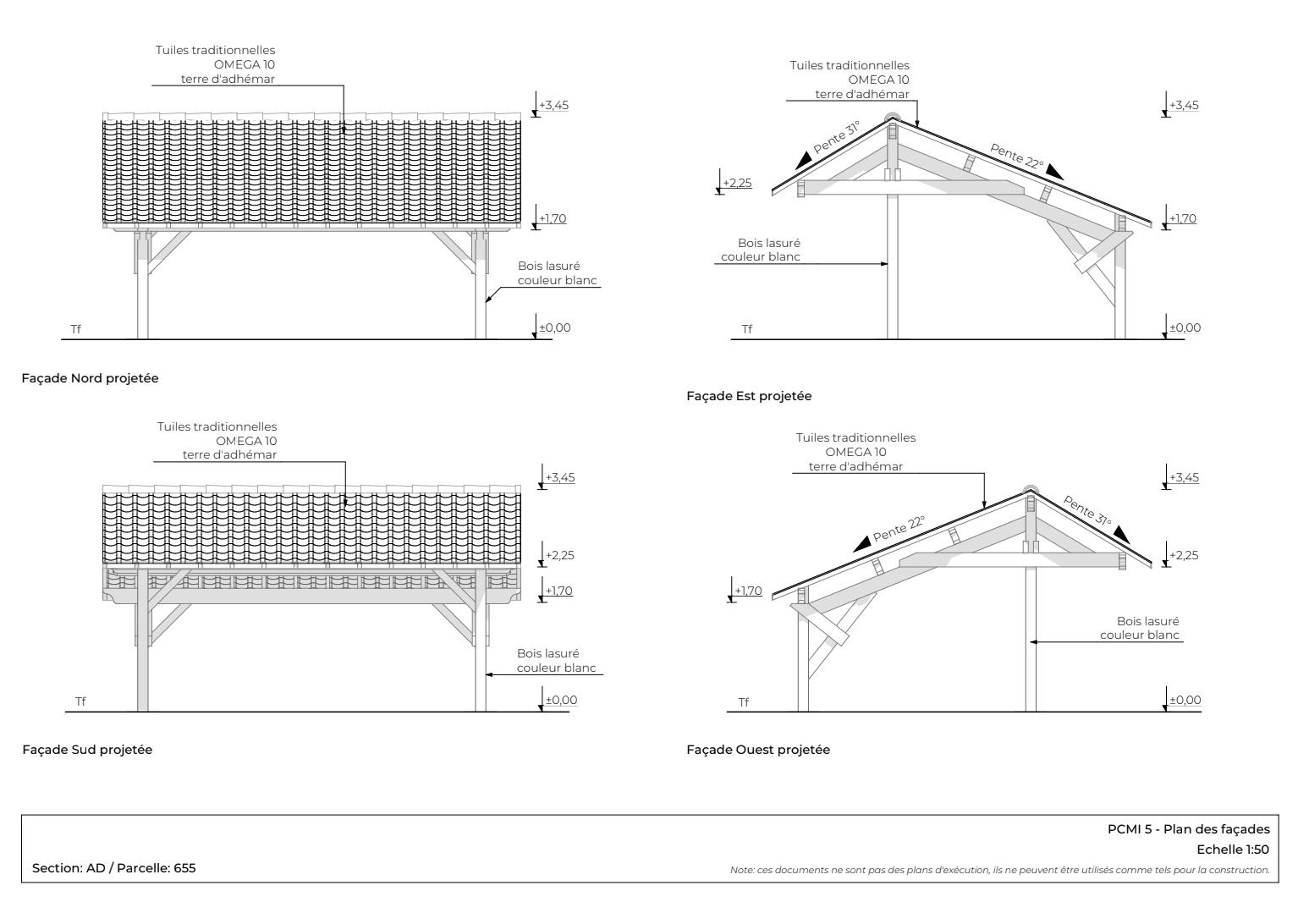 Plan de façades PC carport Algar