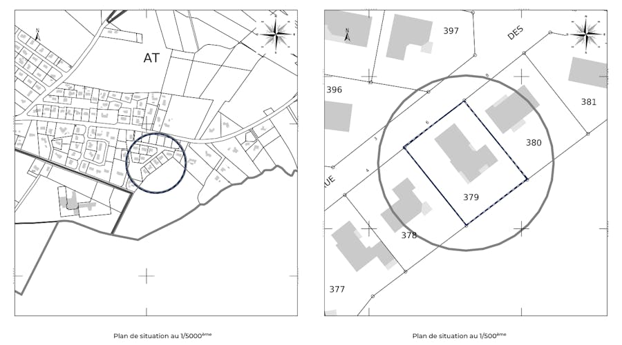 Plans de situation déclaration préalable abri de jardin Algar