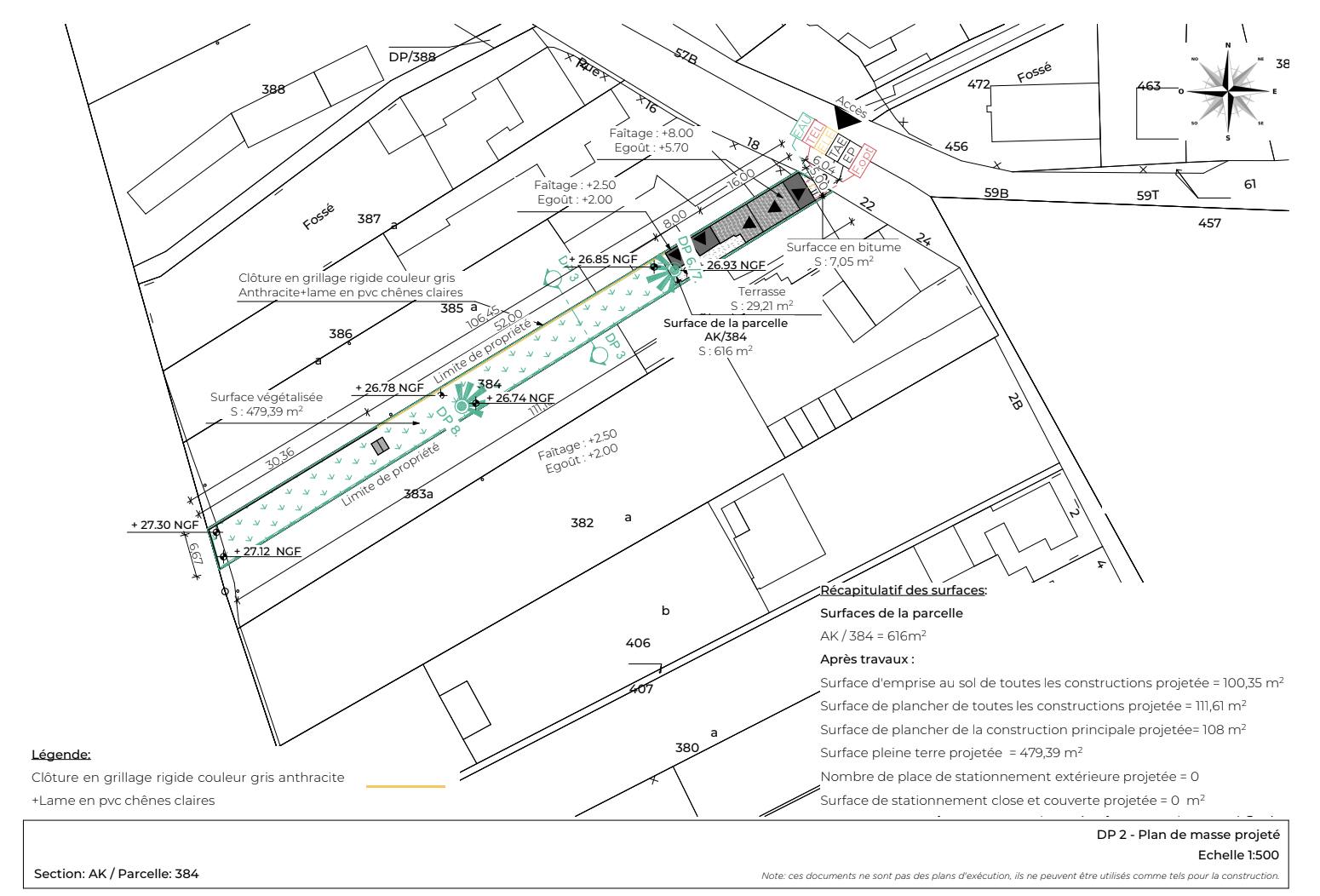 Plan de masse projeté DP modification cloture Algar