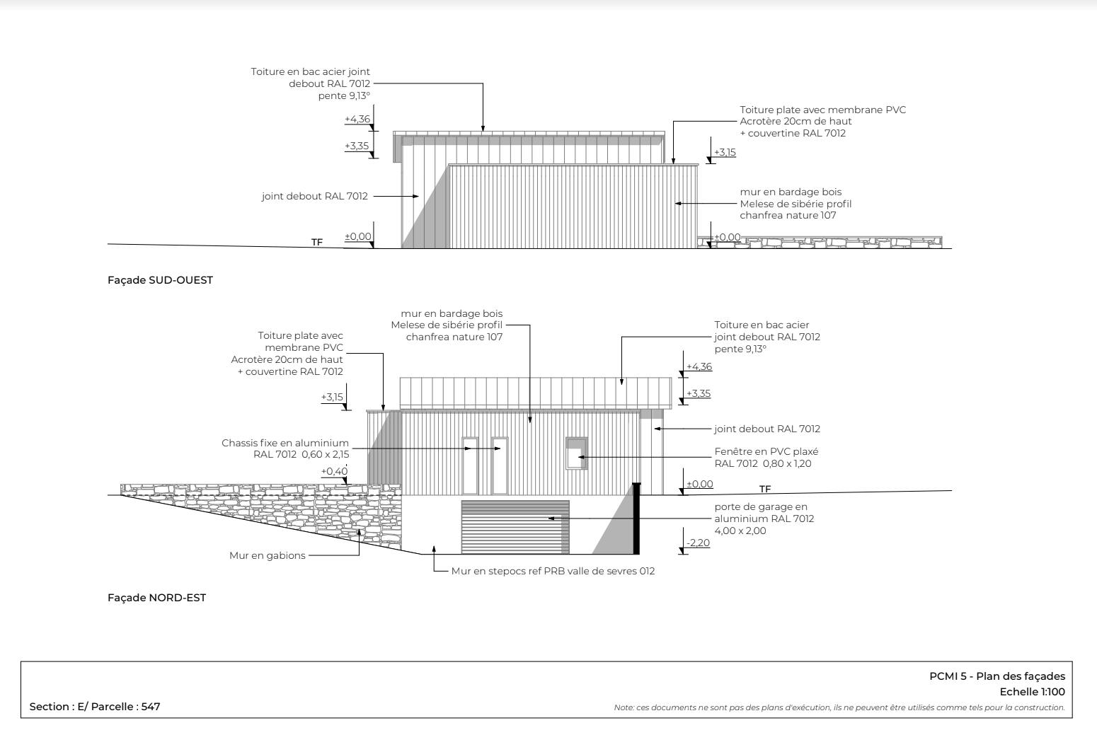 Plan des façades PC Algar