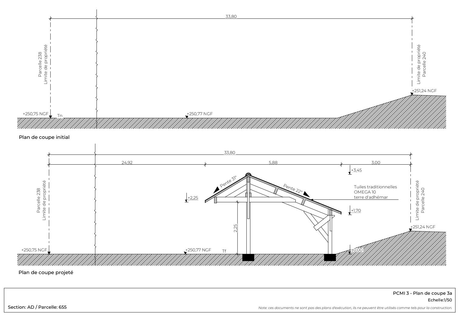 Plan de coupe PC carport Algar