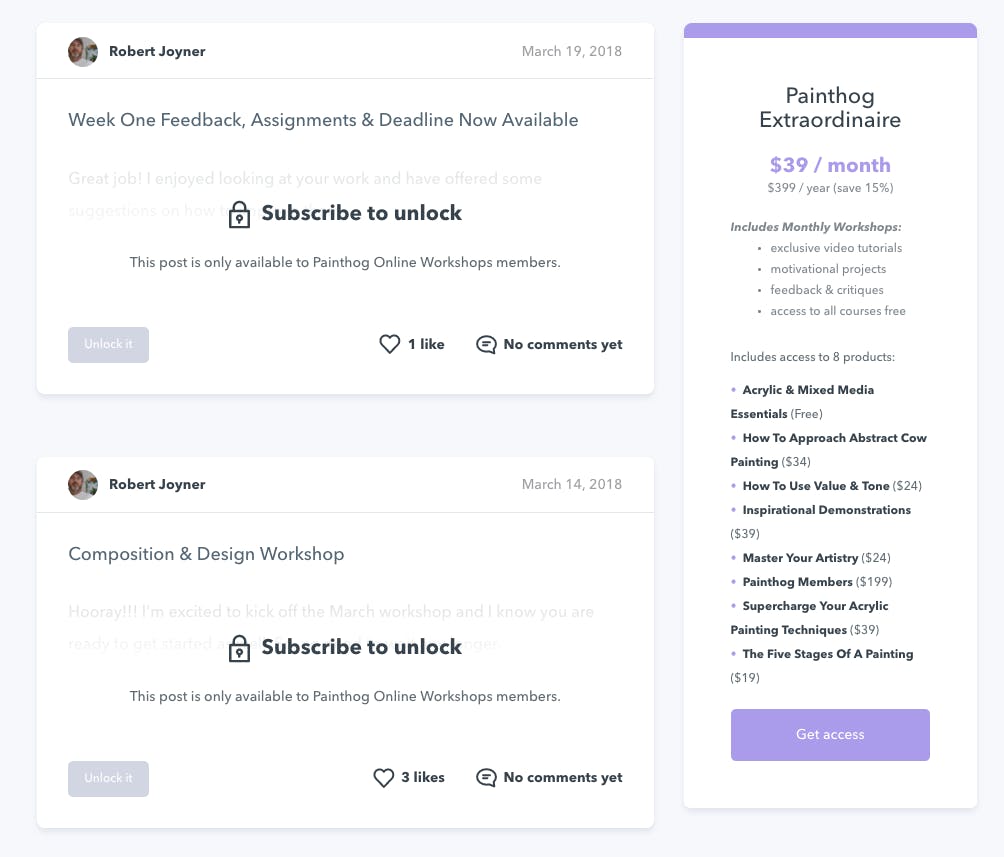 Painthog Membership on Podia