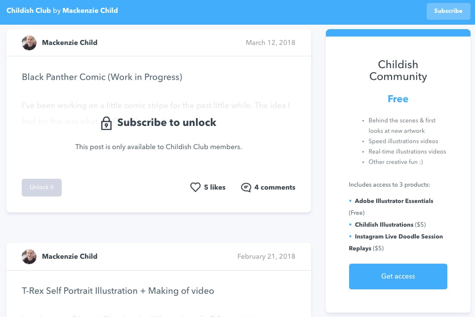 Childish Club Membership on Podia