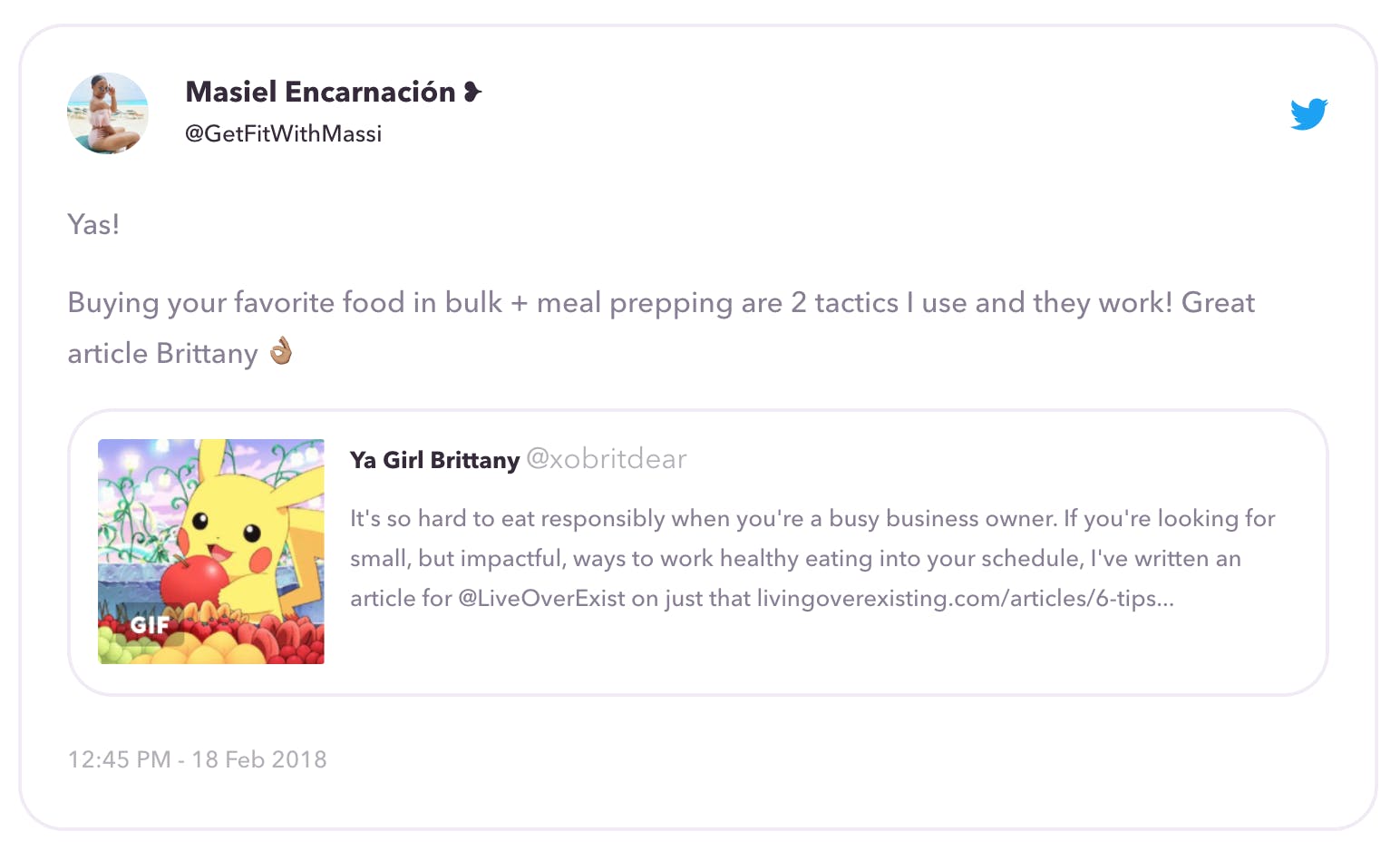 Sharing other peoples content tweet example