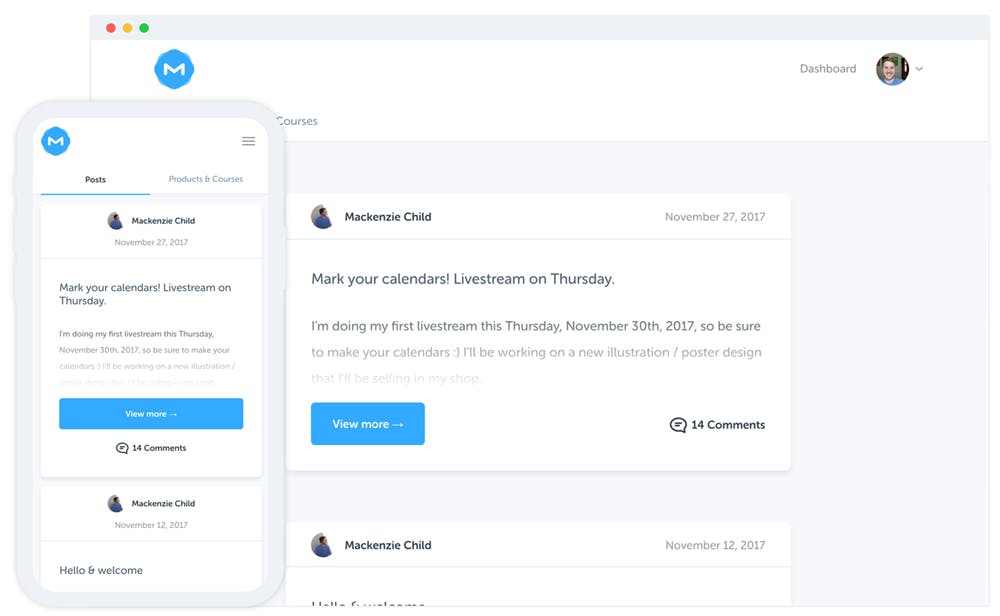Membership Posts on Podia