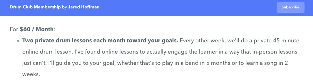 Drum Club Membership on Podia