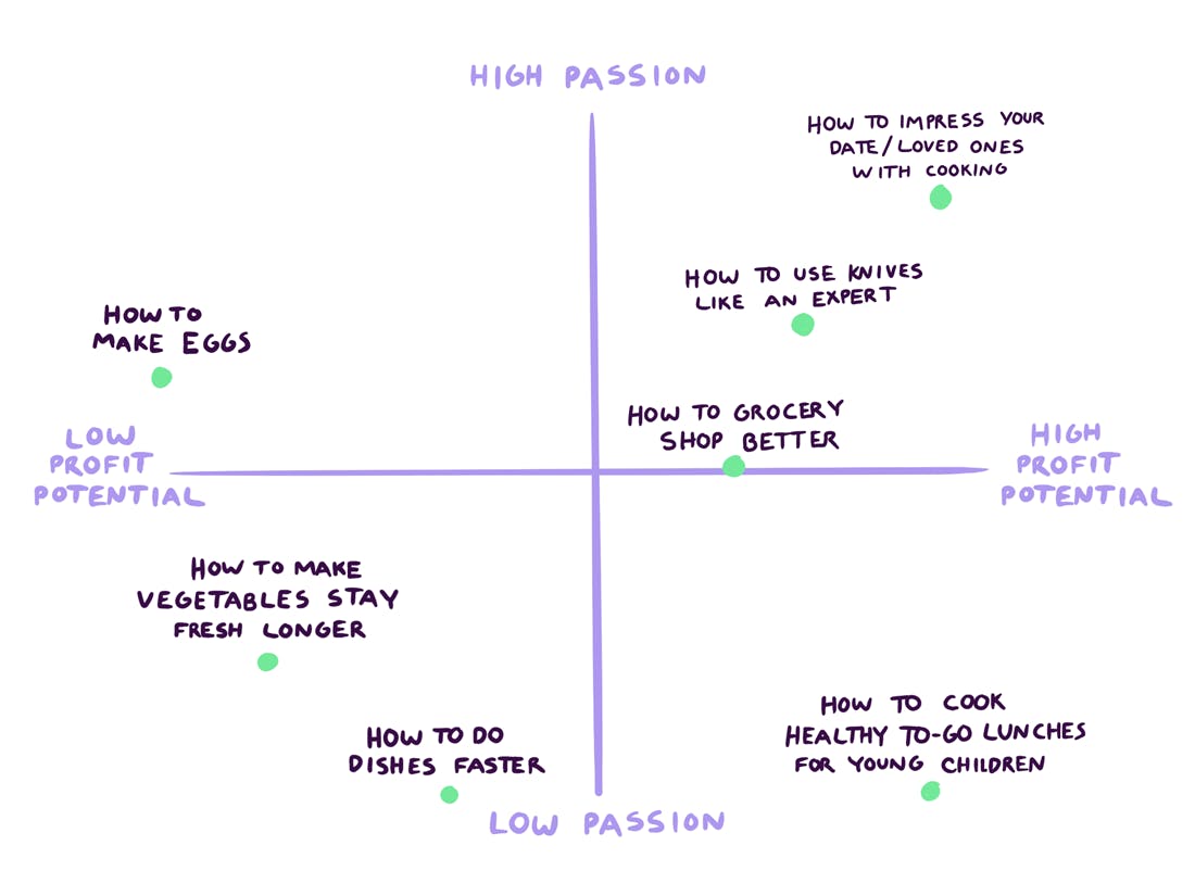 The Passion Profit Matrix Filled in Example