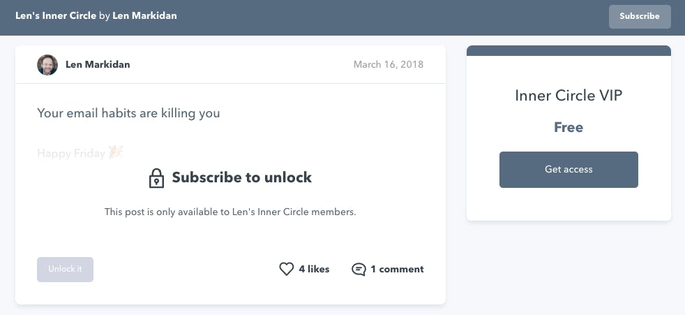 Len's Inner Circle Membership on Podia