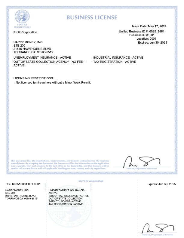 Thumbnail of license PDF