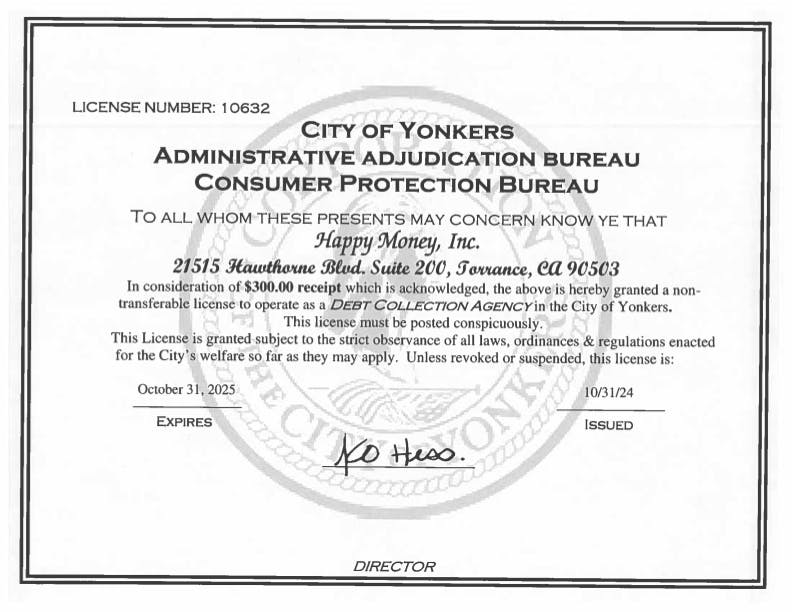 Thumbnail of license PDF