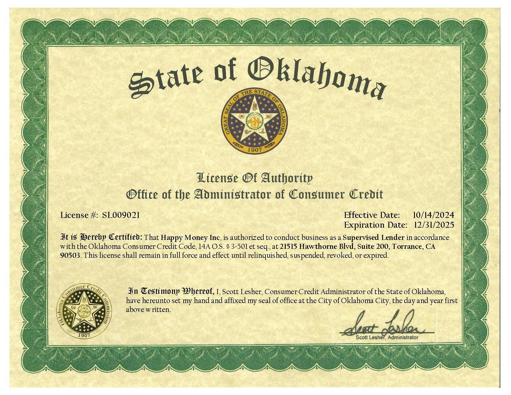 Thumbnail of license PDF