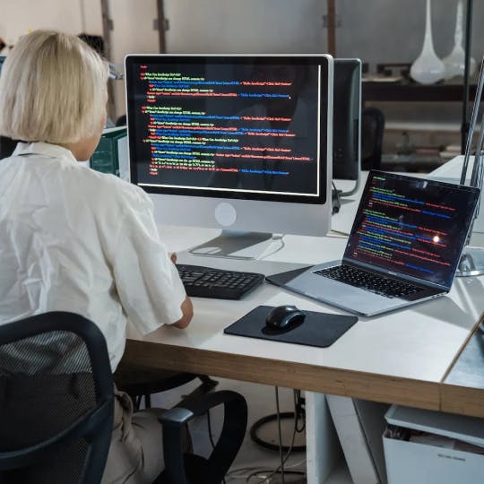 Woman sitting in his chair at the office