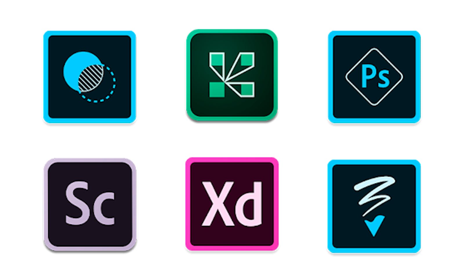 Icons from Adobe apps on Google Play Store