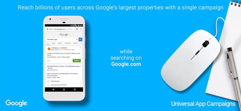 Google advertisement for Universal App Campaigns 
