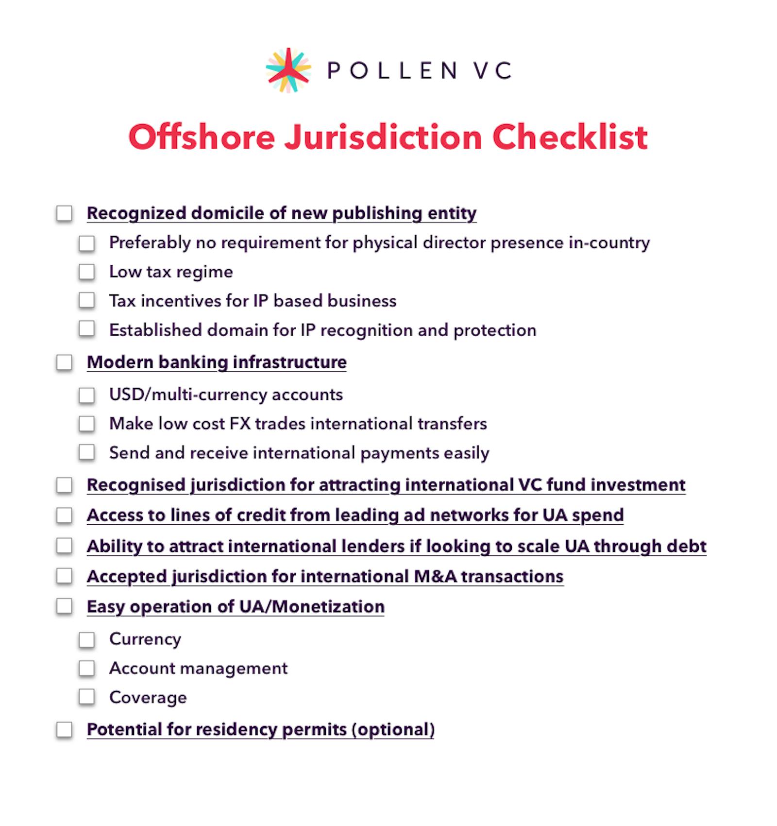 Offshore jurisdiction checklist for success