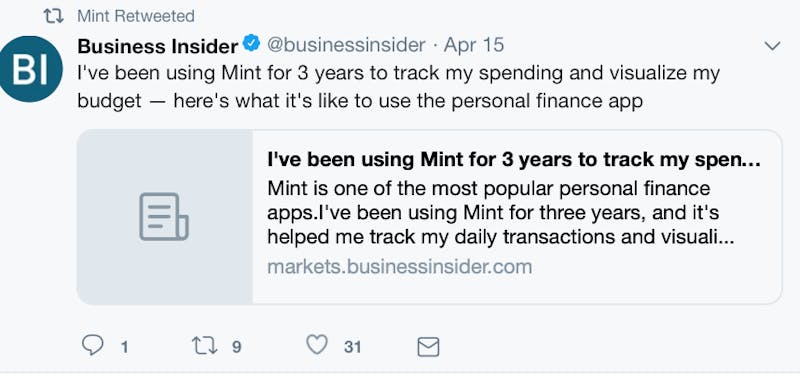 Business Inside Tweet about apps