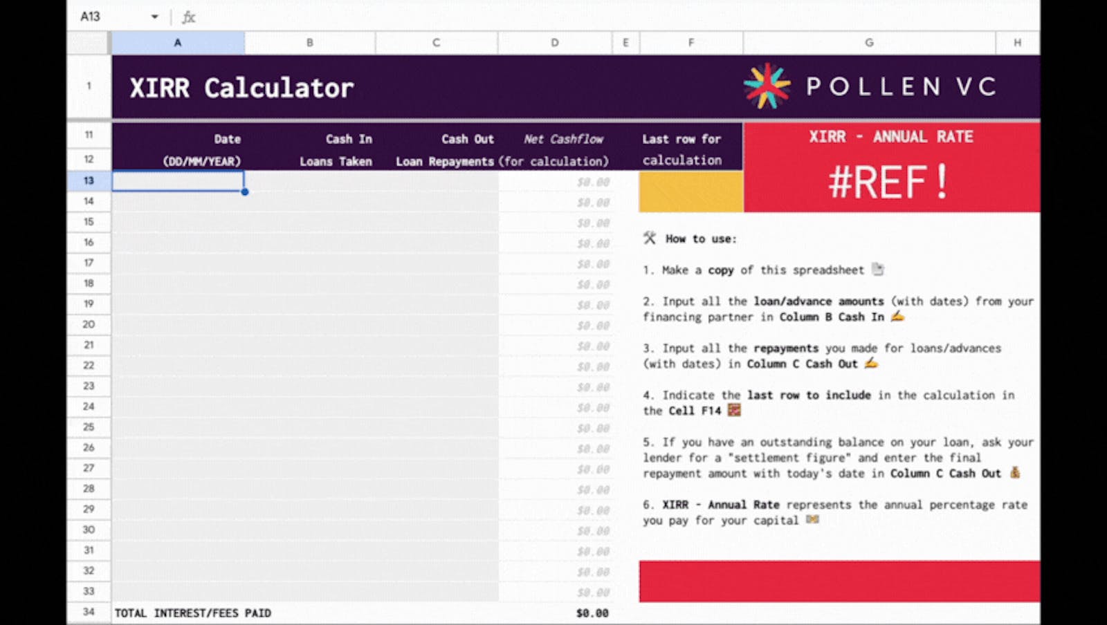 XIRR Calculator - Pollen VC