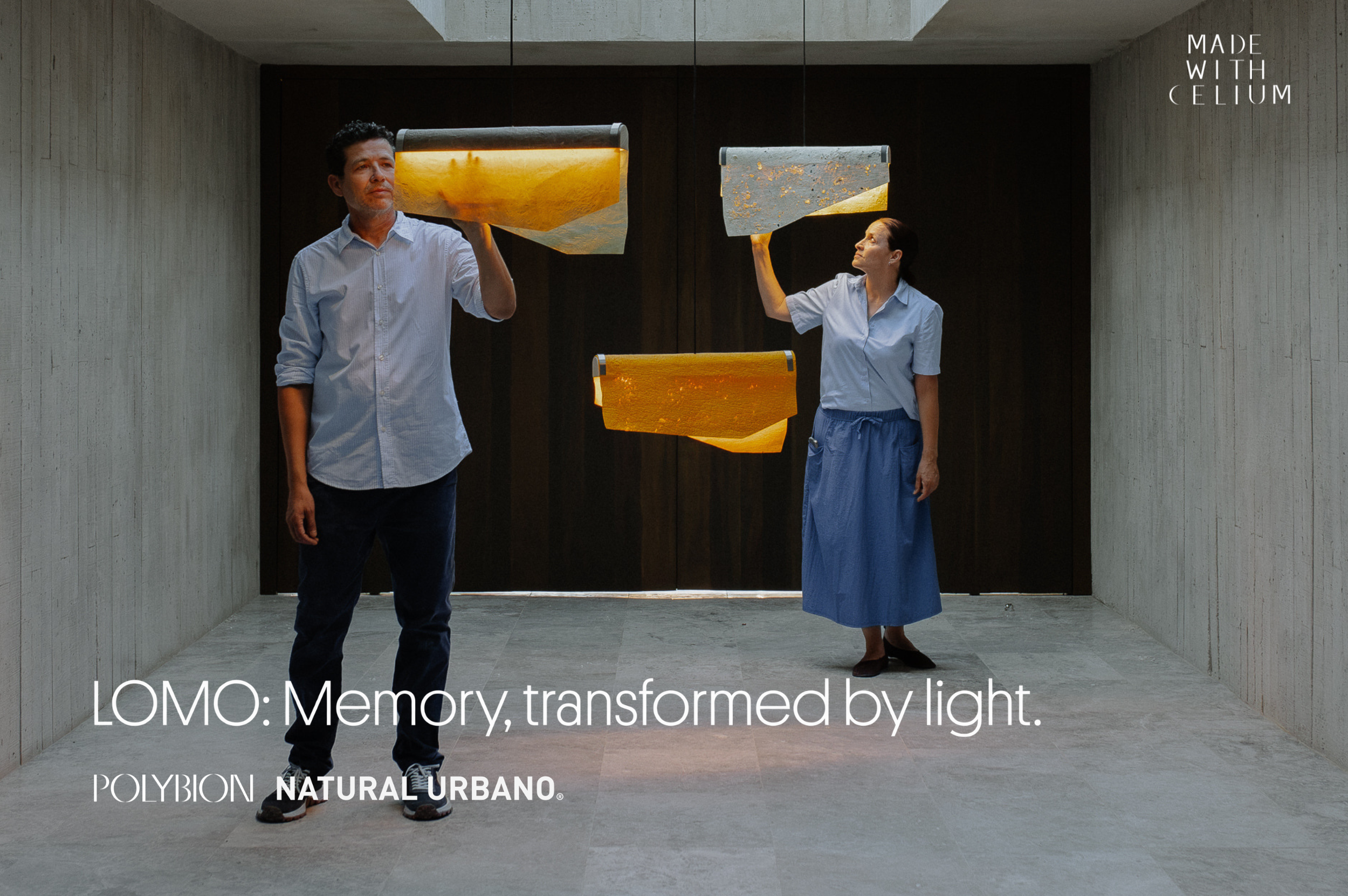 Natural Urbano and Polybion™ present a new Made with Celium™ Edition of Lomo, a suspended lighting piece from Natural Urbano’s Legacy Collection. The project marks the third collaboration between the two companies in less than a year, continuing their exploration of cultured cellulose through design.