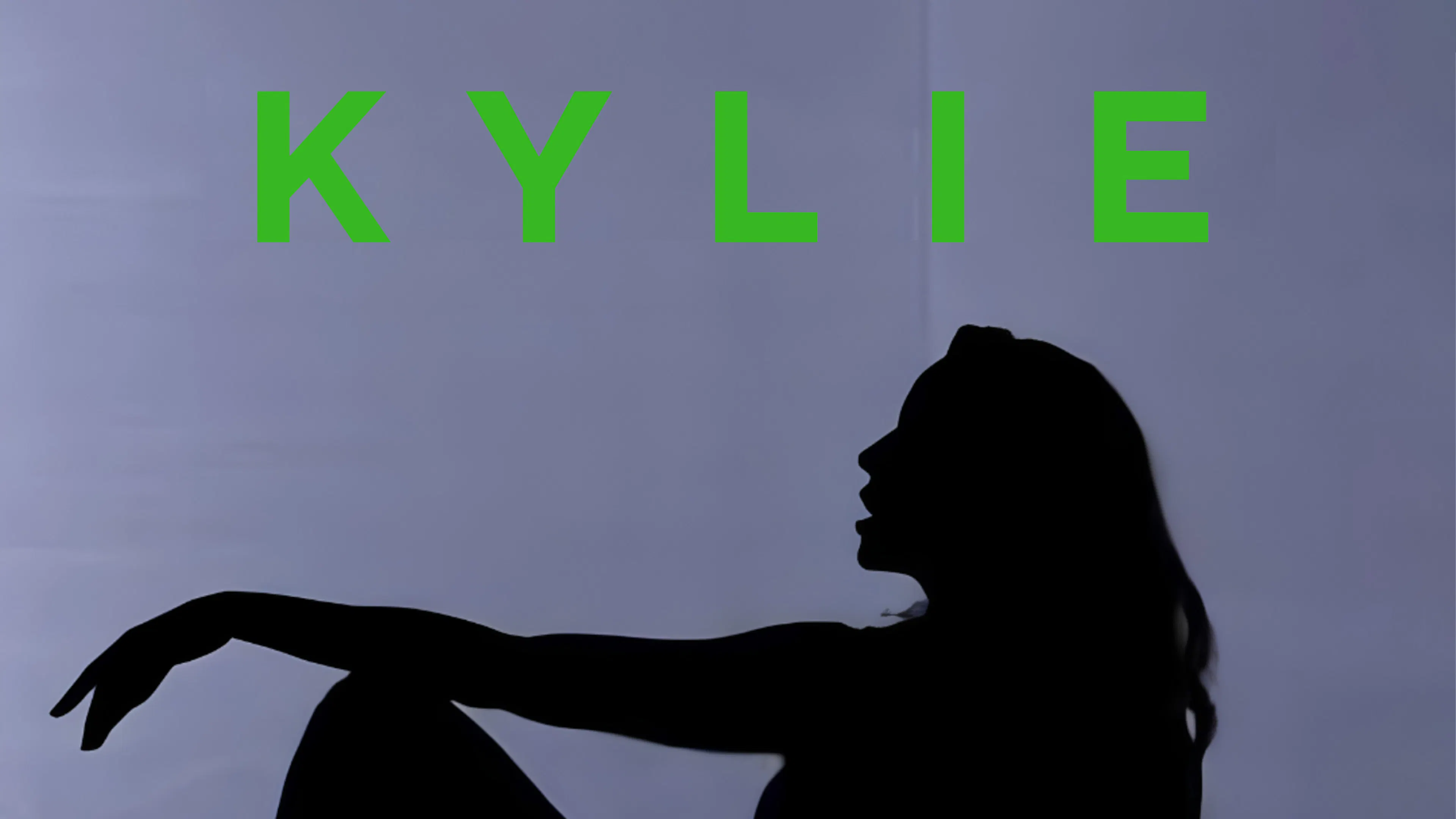 The lead promotional image for K Y L I E. Featuring a silhouette of Kylie. Designer by Spencer Hancock. 