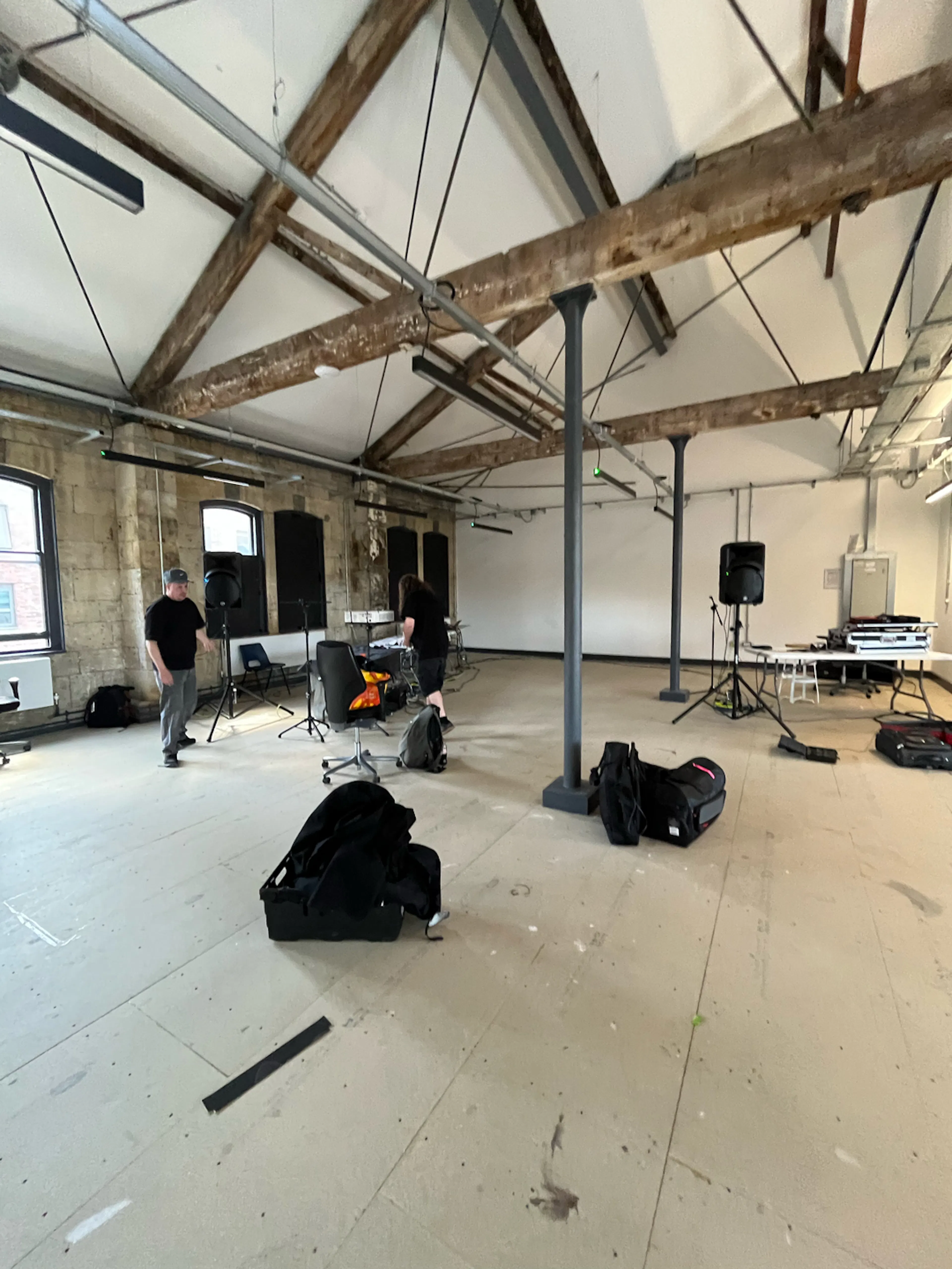 The venue at Newark Works during setup. 