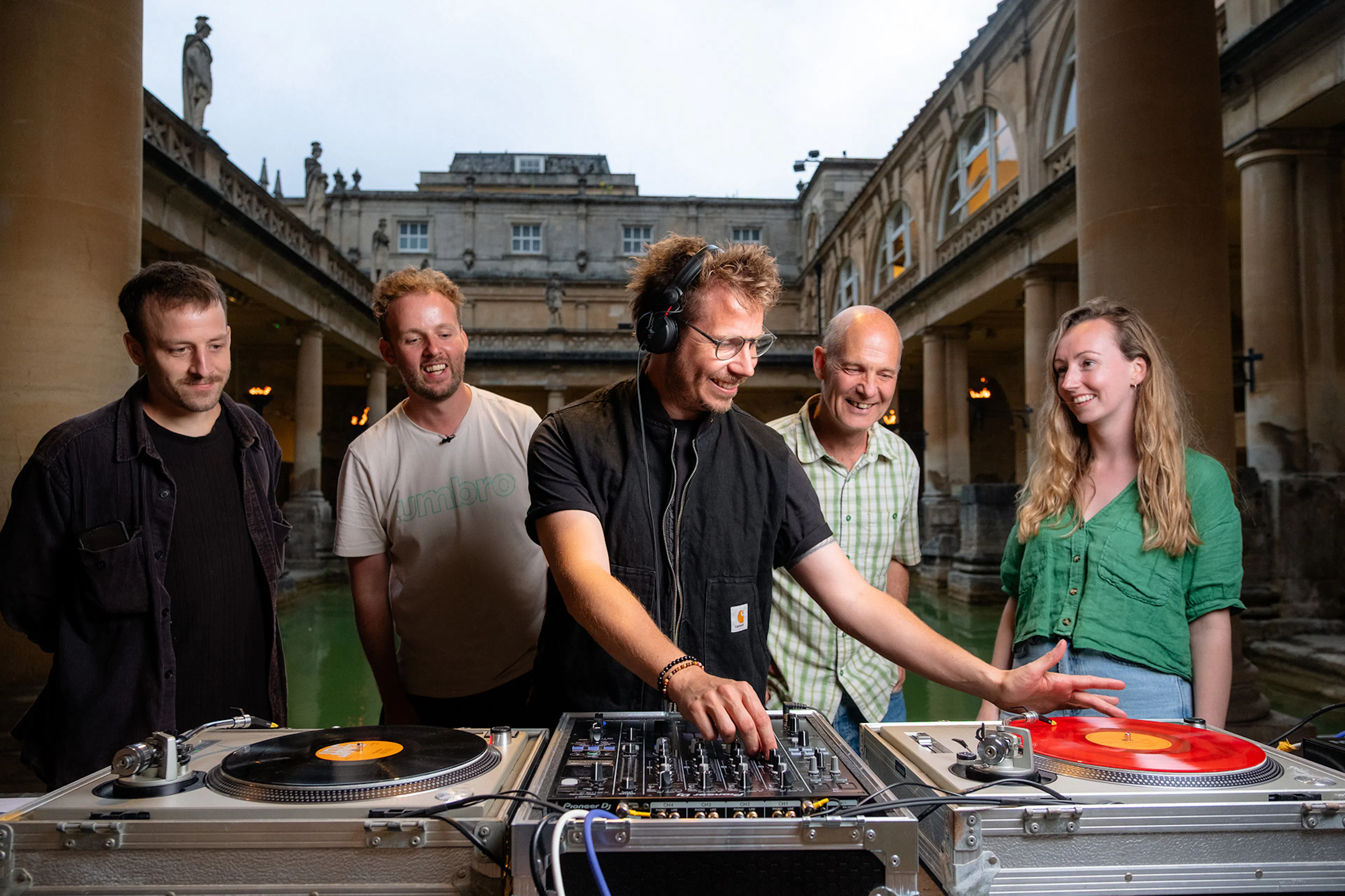 Samuel Sturtivant (POLYMATHIC), Nigel Fryatt (POLYMATHIC), Stu Matson (Bath Carnival), Tom Deller (The Roman Baths) and Jasmine Barker (Bath Arts Collective)
