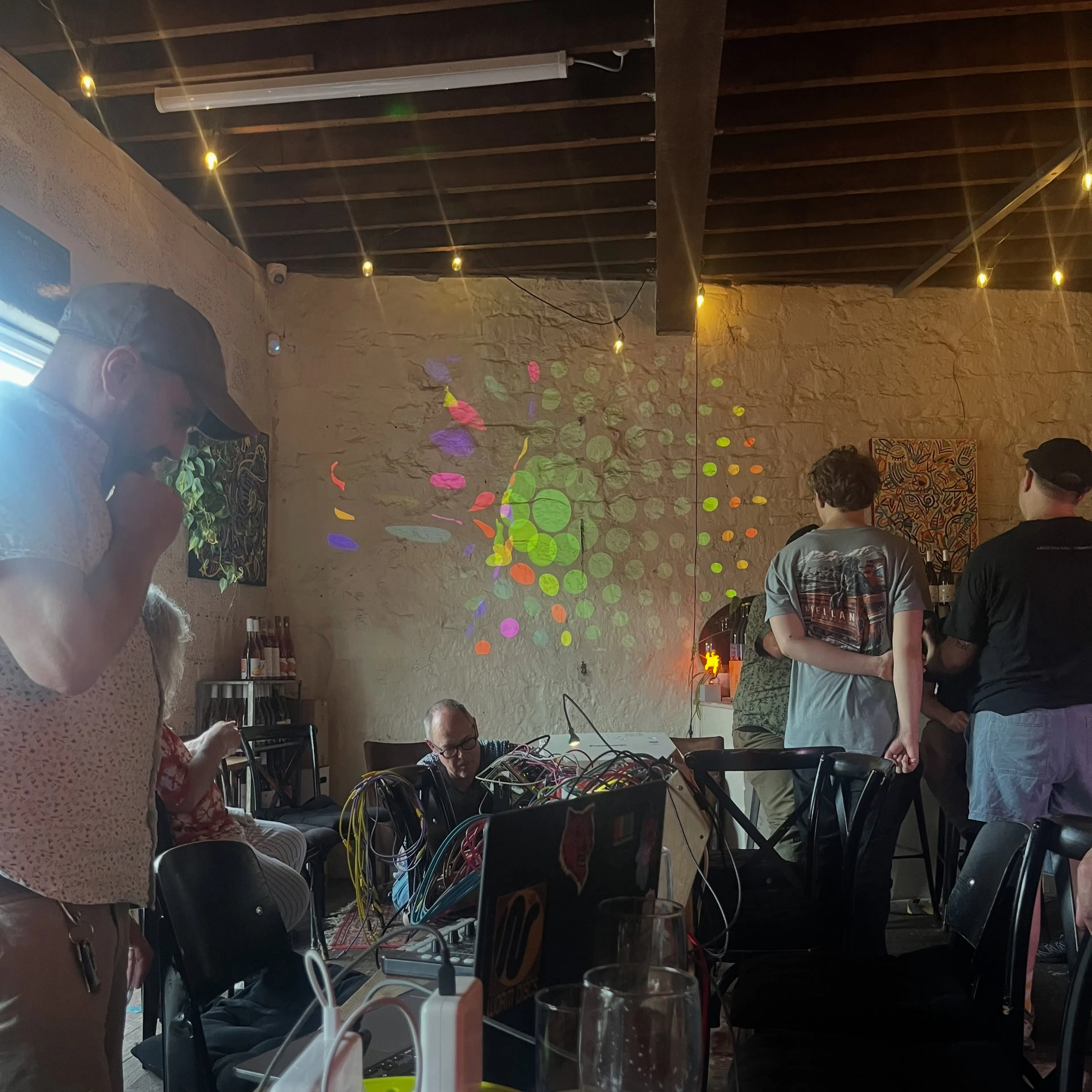 Dave Webb's generative visuals projected on the walls. 