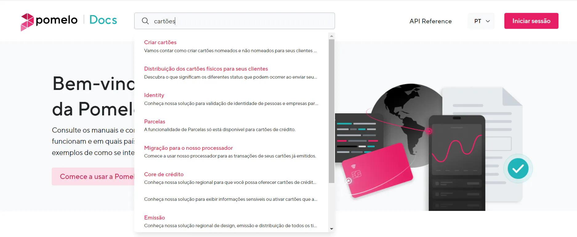 Buscador de documentação no Pomelo Docs