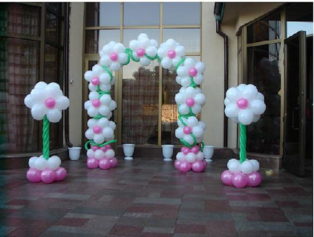 A white and pink balloon arch decoration ideas image