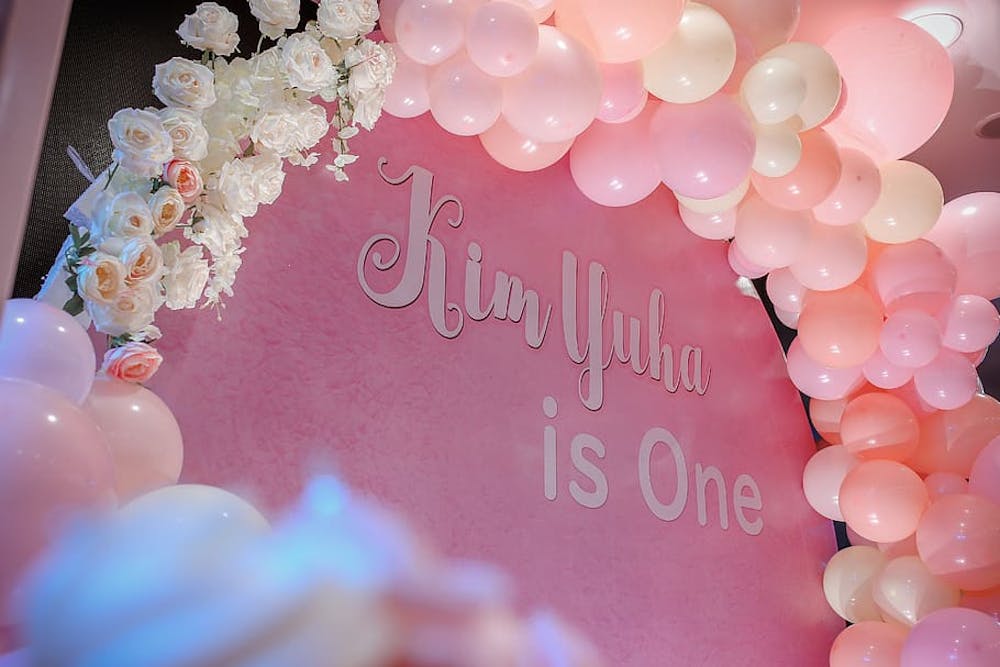 A pink affair of pink balloon arch decoration for celebration purpose image