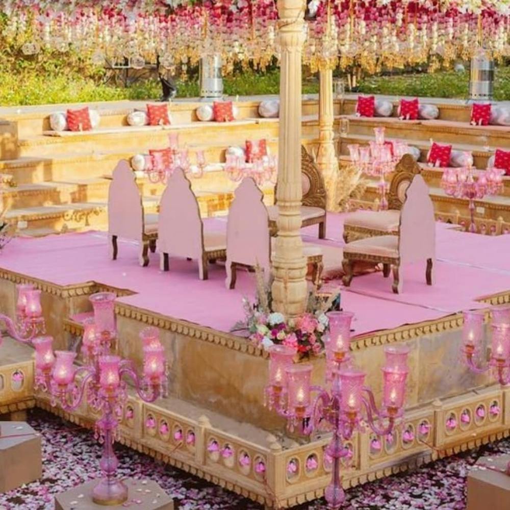 A pink wedding stage pic