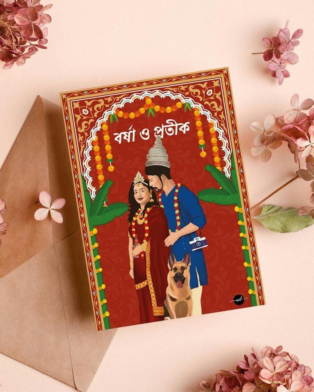 A modern wedding invitation Bengali card