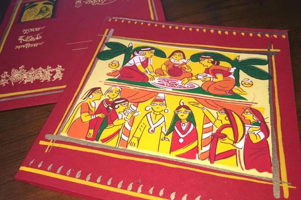 Customized decorative Bangali Biyer card