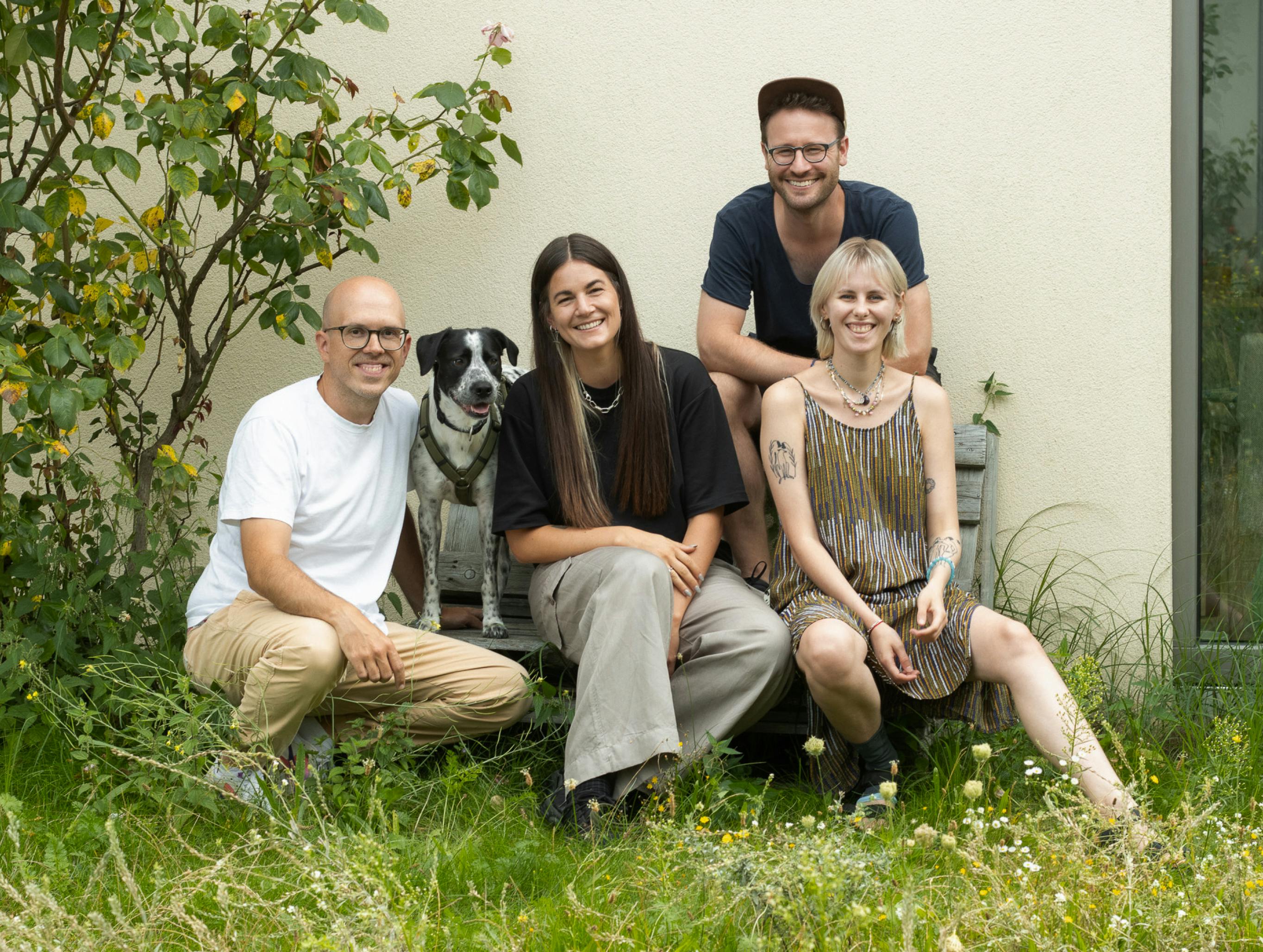 A photo of the Ponder team in our garden