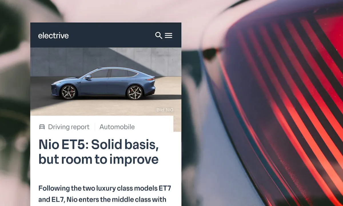 Screenshot of the new electrive website