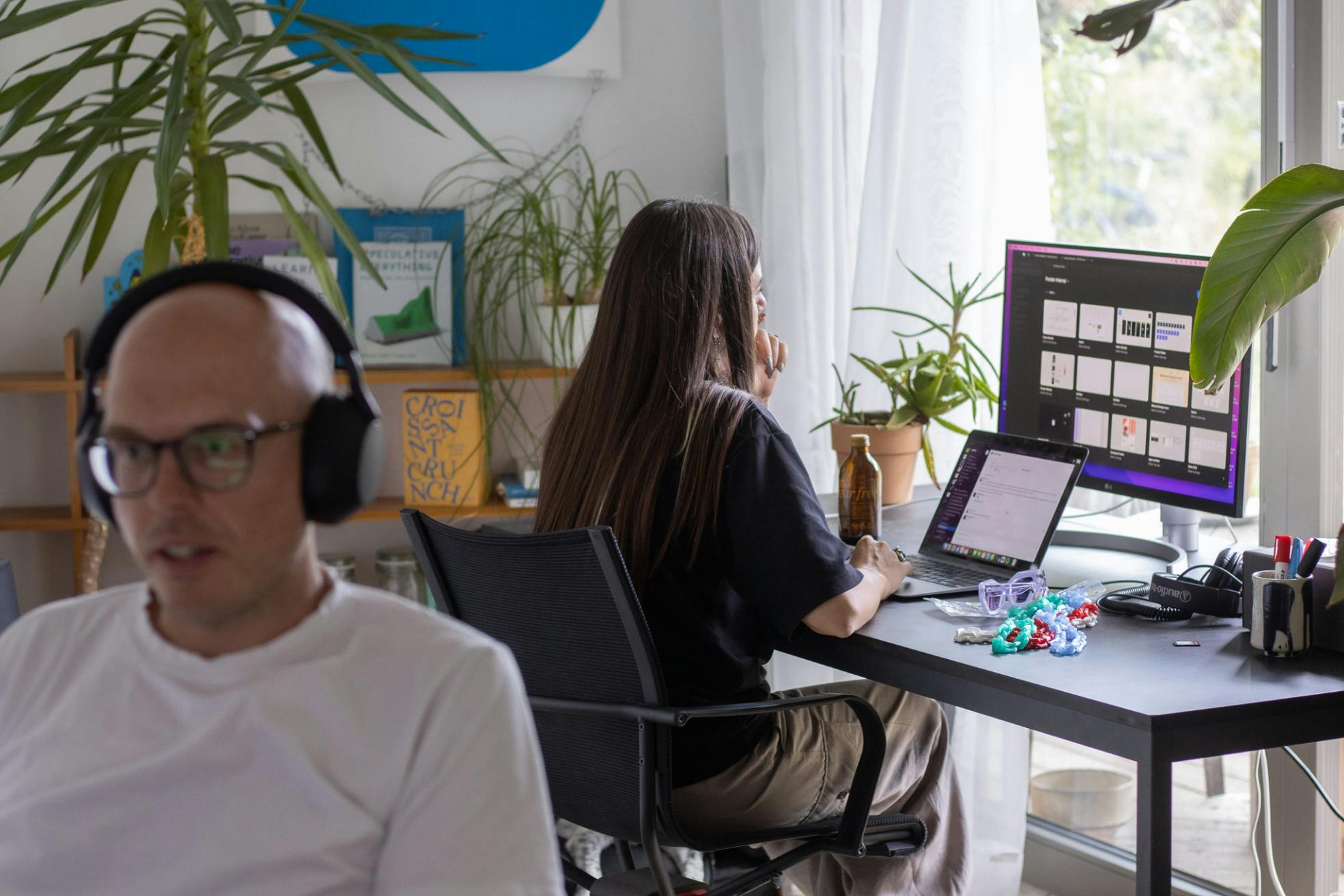 A photo of Caro and Moritz at work in the studio