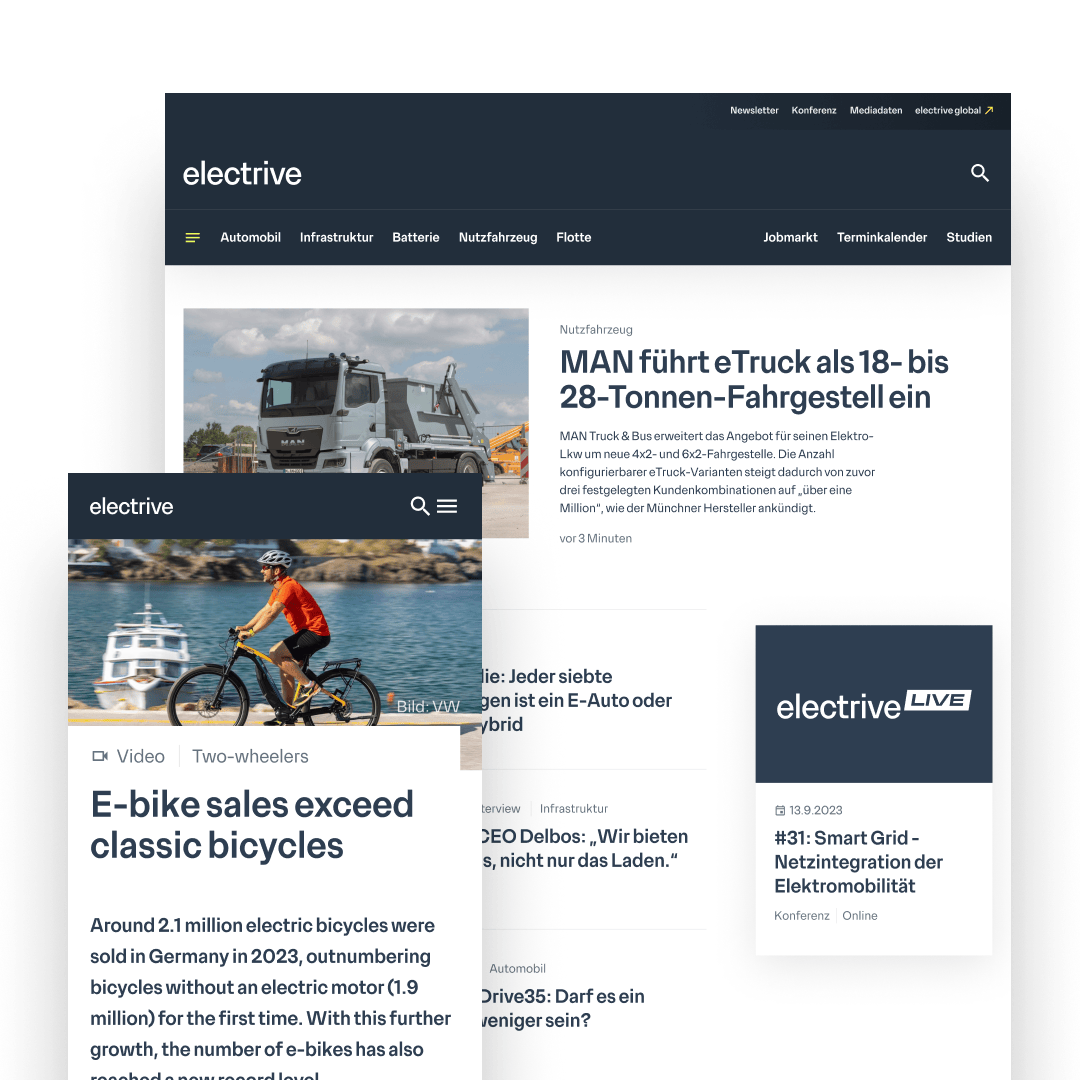 A screenshot of the new electrive website