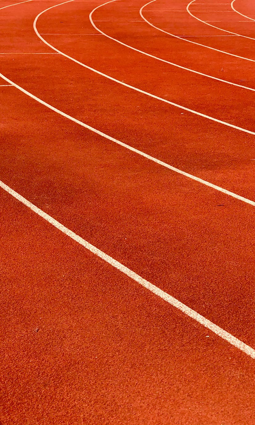 A close-up photo of a running track