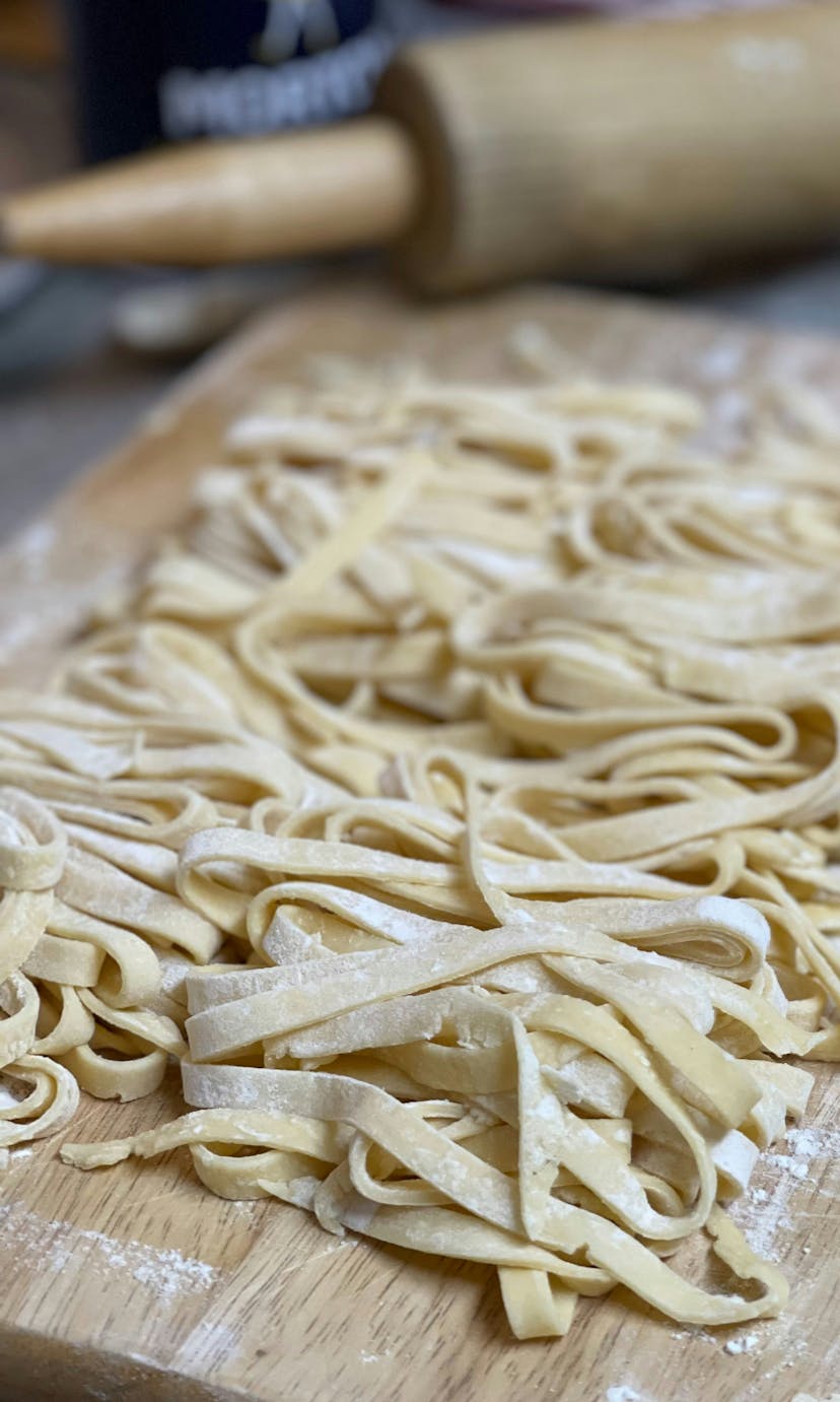Homemade pasta on a cutting board