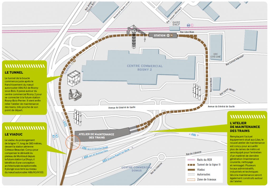 Le Tracé du passage de la ligne du T11