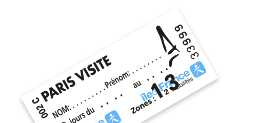Ilustração de um bilhete de cartão do Pacote de Visita a Paris