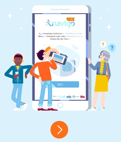 Infographie : Illustration application Navigo Lab sur smartphone